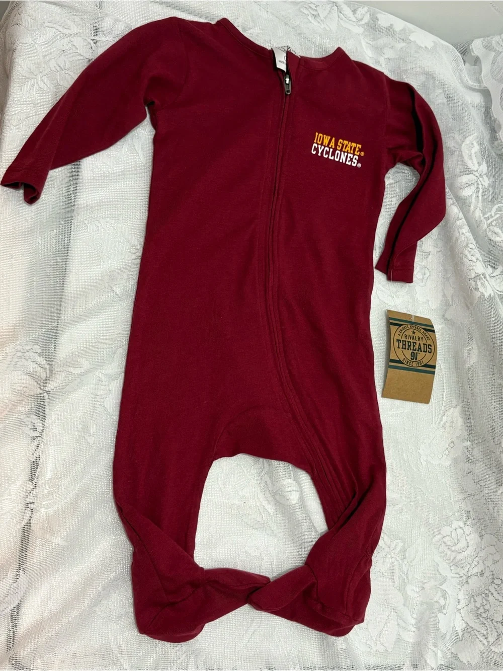 NWT Iowa State Cyclones Baby Footed Zip Pajama 6-9M Rivalry Threads